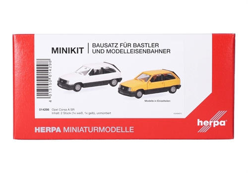 Herpa 014298 Herpa MiniKit: Opel Corsa A SR, hvid og gul (2 stk.)