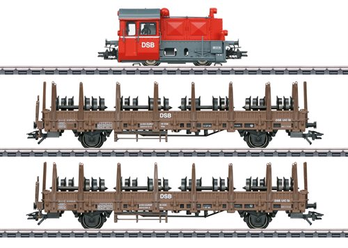Märklin 26617 DSB Lokomotivsæt med Köf II og to kæpskinnevogne med aksler, ep V