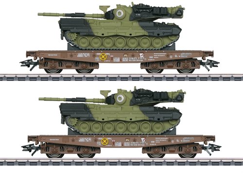 Märklin 48842, To sværgods fladvogne med 1A5 Leopard kampvogne, DSB, ep V 