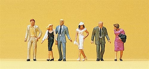 Preiser 10116 Gående passagerer, elegant klædt, seks figurer, H0