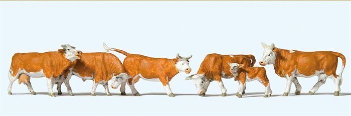 Preiser 10146 Køer, brune, seks figurer, H0