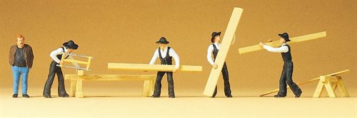 Preiser 10376 Tømrere, fem figurer med tilbehør, H0