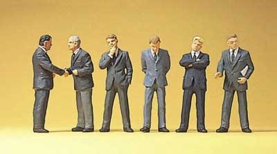 Preiser 10380 Forretningsmænd i jakkesæt, seks figurer, H0