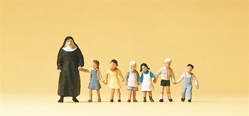 Preiser 10401 Nonne og børn, syv figurer, H0