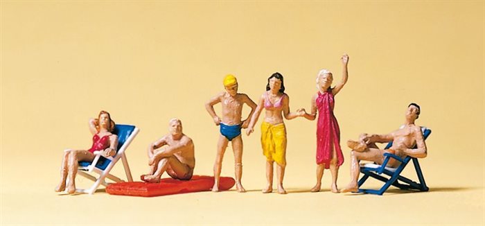 Preiser 10428 Ved badesøen, seks figurer, med tilbehør, H0 