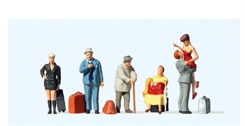 Preiser 10540 Rejsende, seks figurer, H0