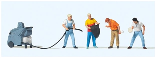 Preiser 10708 Bilvask, fire figurer H0