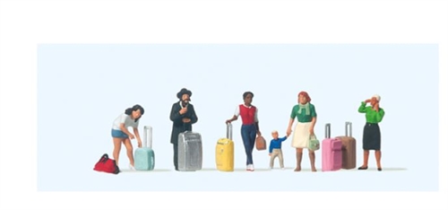 Preiser 10795 Rejsende med kufferter, H0