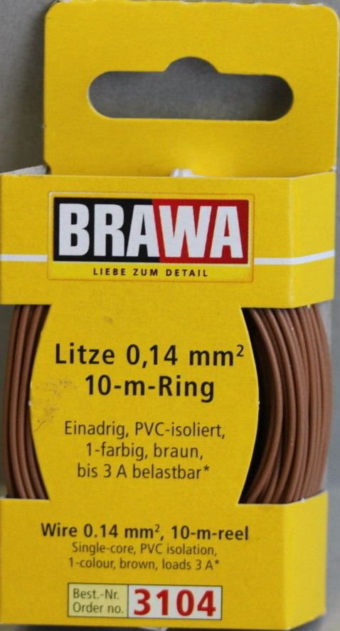 Brawa 3104 Ledning, brun, 0,14 mm, 10 mtr.