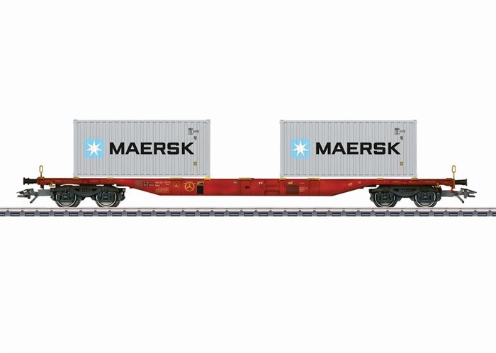 Märklin 47059 4 akslet containerbærevogn med 2 forskellige 20 fods containere, ep VI