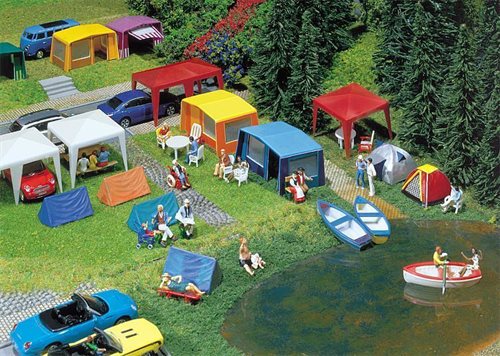 Faller 130504 Camping telte, med seks forskellige telte, samt campingudstyr, H0