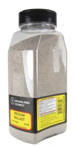 Woodland Scenics B1381 Medium Ballast, Lys grå, strødåse, 945 cm3