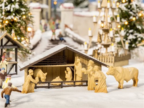Noch 14394 Julekrybbe med  8 figurer, Lasercut, H0 
