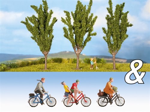 Noch 94009 Dekorationssæt, cyklister og poppeltræer, Spor N