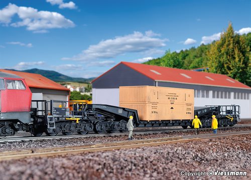 Kibri 16510 H0 Waggon UNION low-loader waggon Uaai 819 with wooden overseas crate