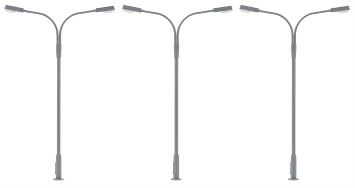 Faller 180120 LED-gadelamper, dobbelte, kold hvid, 3 stk, H0