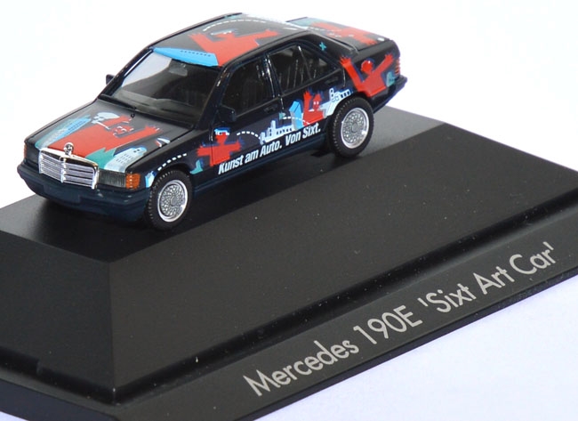 Herpa 10557 Mercedes-Benz 190E Sixt Art Car, Sort, H0