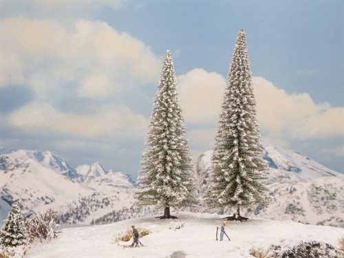 Noch 21966 Grantræer med sne, 2 stk. 18 og 20 cm, 0, H0, TT, N, NYHED 2018