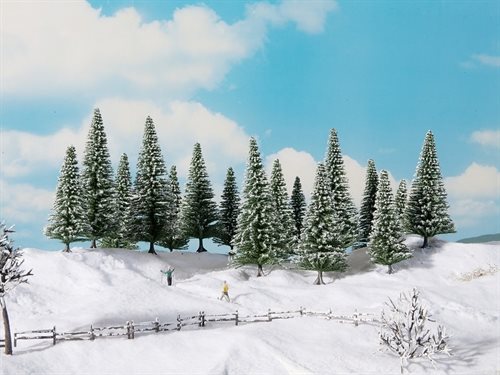 Noch 24680 Grantræer med sne, 8 stk, 10-14 cm, H0/TT