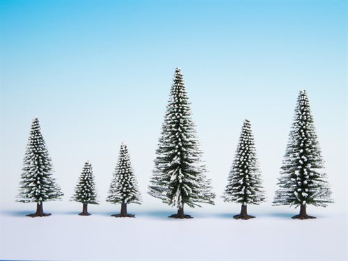 Noch 26928 Grantræer med sne, 5-14 cm høje, 10 stk. TT-H0