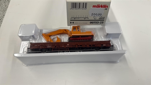   Märklin 00753-23 Kæpskinnevogn med gravemaskine (BRUGT)