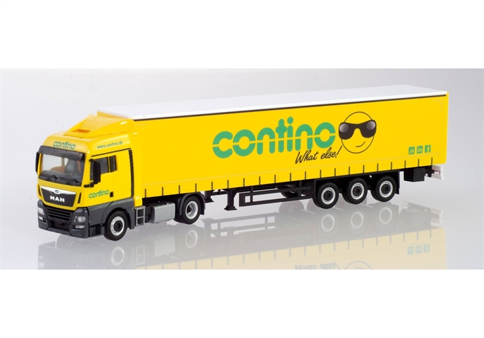 Herpa 310901 MAN TGX XLX Euro 6c Sættevogn gardintrailer "Contino"