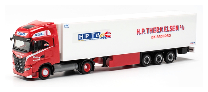 Herpa 316095 Iveco S-Way LNG trækker med 3 akslet trailer „H.P.Therkelsen“ (Dänemark/Padborg)