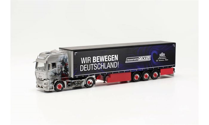 Herpa 316453 MAN TGX GX Semigardintrailer "TRANSPORTE DECKER DÜREN / WE MOVE TYSKLAND" (NORDRHINE-WESTPHALIA/DÜREN), H0 