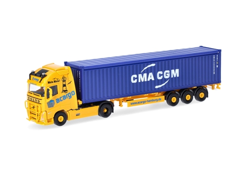 Herpa 318822 Volvo FH GL XL 2020 containersættevogn "acargo/CMA-CGM", H0
