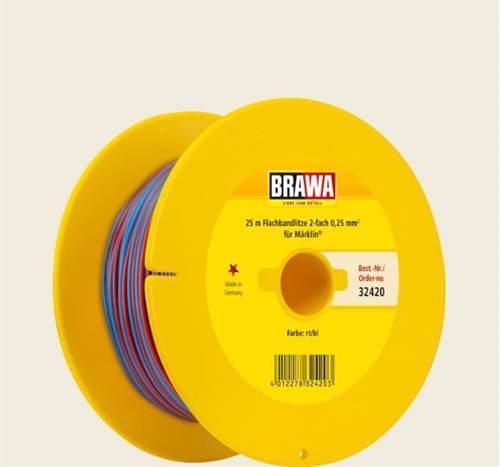 Brawa 32420 Flad kabel rød/blå, 0,25 mm2, 25 m
