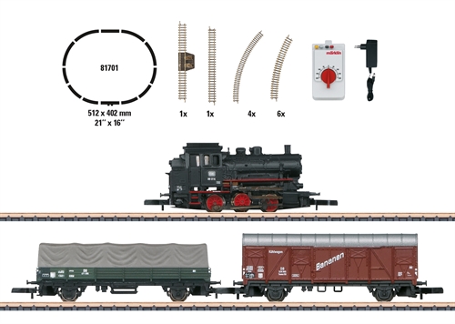 Märklin 81701 Startsæt godstog med damplokomotiv BR 89, sporoval, kontrolboks, strømforsyning
