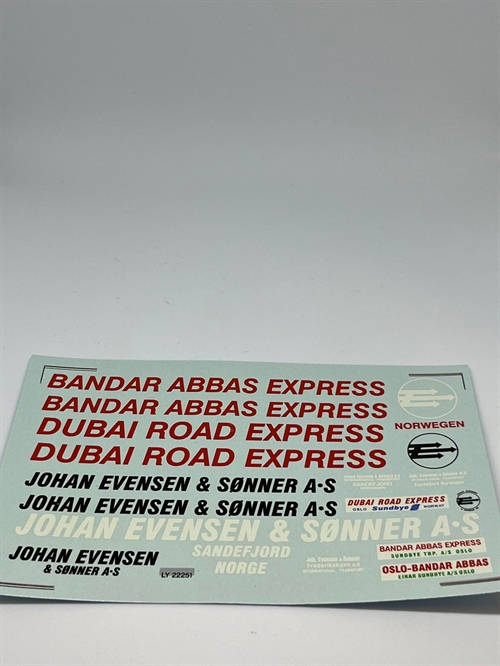 DMC Decals 50-024 Bandar Abbas Express, Johan Evensen & Sønner A/S