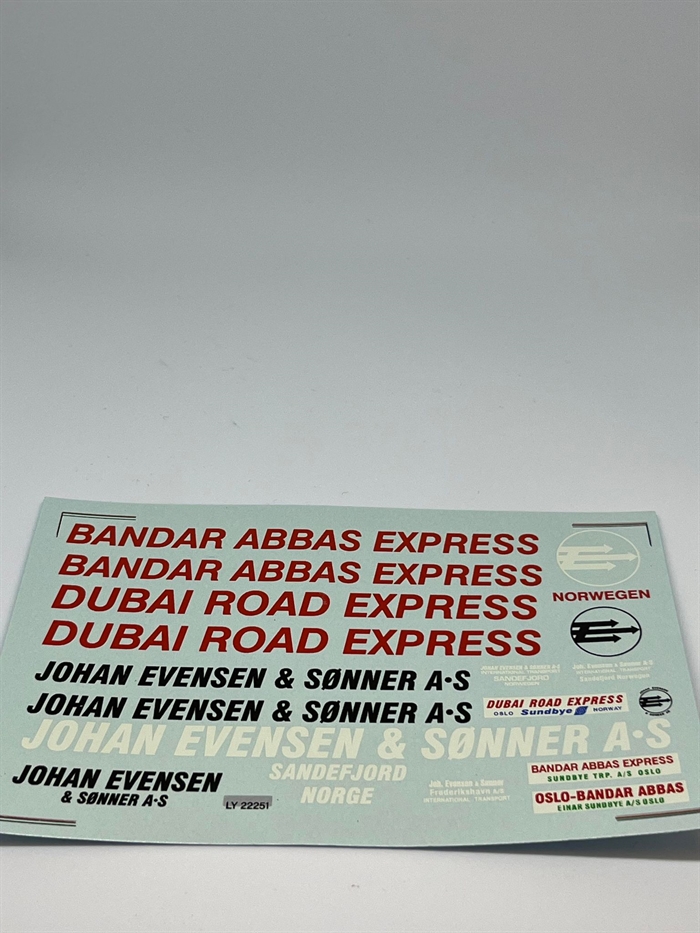 DMC Decals 50-024 Bandar Abbas Express, Johan Evensen & Sønner A/S