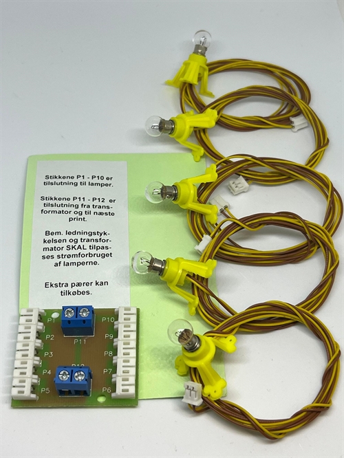SMT 5011 Lysprint incl husbelysninger, 5 stk med en meter ledning samt stik