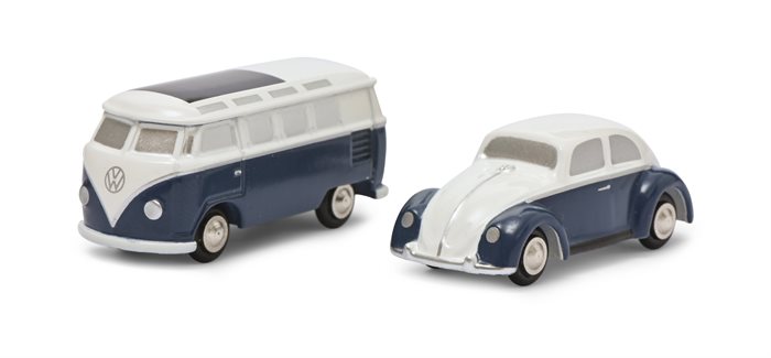 Schuco 14600 Piccolo 2er-Set Volkswagen (VW Käfer + VW T1 Samba weiß/blau), H0