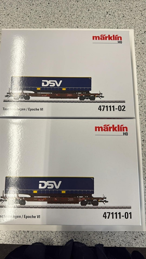 Märklin 47111 Lommevogne, Sæt med to DSV Trailere (BRUGT)