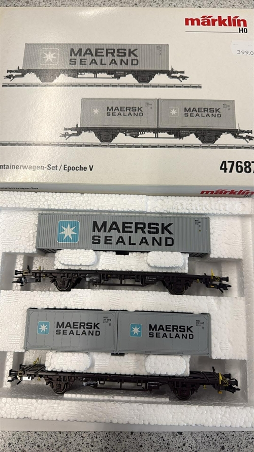Märklin 47687 Sæt med to fladvogne med Maersk containere (BRUGT)