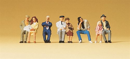Preiser 10384 Ventende passagerer, otte figurer, H0