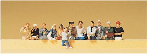 Preiser 10386 Passagerer, siddende uden ben, 12 figurer, H0