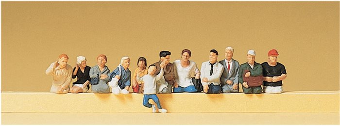 Preiser 10386 Passagerer, siddende uden ben, 12 figurer, H0