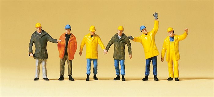 Preiser 10423 Arbejdere med beskyttelseshjelme, seks figurer, H0