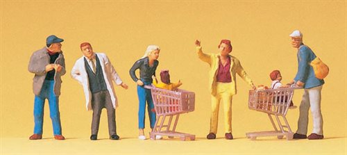 Preiser 10492 På shoppingtur, fem figurer, H0