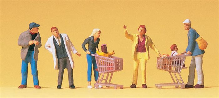 Preiser 10492 På shoppingtur, fem figurer, H0