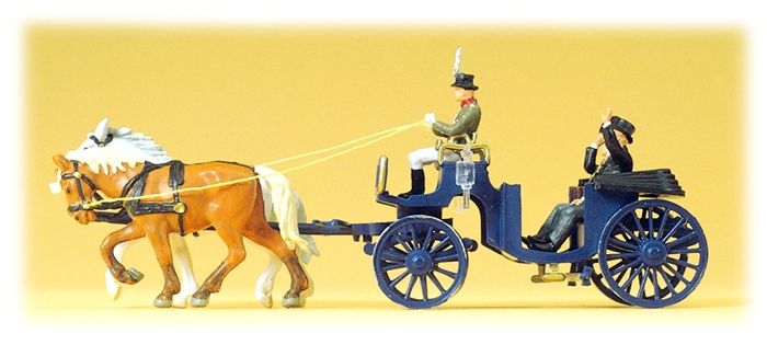 Preiser 24606 Historisk to-hestes karet med berømtheder i kareten, H0
