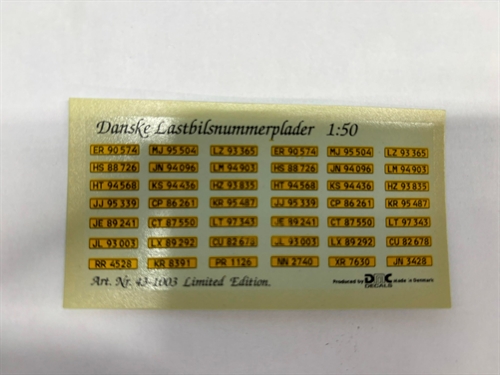 DMC Decals 50-536 Danske Lastbilsnummerplader