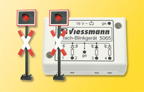 Viessmann 5060 Sikringsanlæg til jernbaneoverskæring med 2 signaler og blinkelektronik