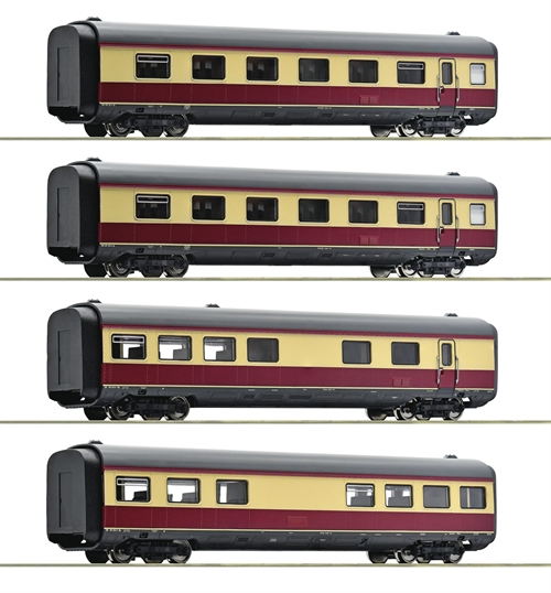 Roco 6220003 Vognsæt med fire midterste vogne til gasturbine-flerenheden serie 602 fra den tyske forbundsjernbane., H0