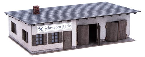 Noch 66112 Landsby værksted, "Schrauben Karle" Laser´cut byggeæt H0