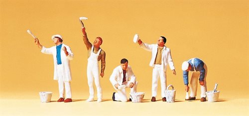 Preiser 10477 Malere med spande og pensler, fem figurer, H0 