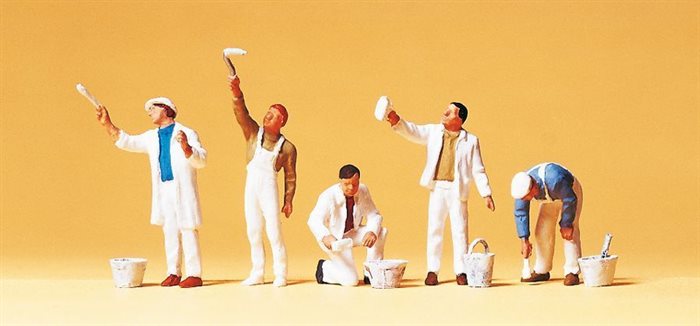 Preiser 10477 Malere med spande og pensler, fem figurer, H0 